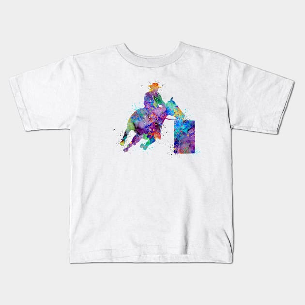Barrel Racer Boy Colorful Watercolor Rodeo Gift Kids T-Shirt by LotusGifts